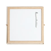 U Brands Magnetic Desktop Dry Erase Easel Whiteboard, 12 x 12 in, Wood Style Frame, Gold-Finished Stand, Marker Included, 6843WPDQ08