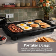 Cook With Color Electric Griddle, 1200W Ceramic-Coated Nonstick Surface, 10 in x 16 in Cooking Area, Black, YWEG1 BLK