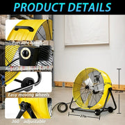 TMWINGS 24 Inch Heavy Duty Industrial Fan, 3 Speed 8100 CFM Air Circulation High Velocity Fan For Warehouse, Workshop, Factory, Commercial, Residential and Greenhouse Yellow