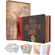 TJT Our Adventure Book Scrapbook Photo Album, Vintage Leather Hardcover with 3D Embossing (Hardcover)