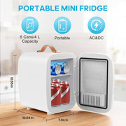 Gianna Compact Mini Refrigerator, 4L Capacity, Portable Dorm and Car Fridge, Holds 7 Cans, White, AC-CBX0714-4WT-ASB