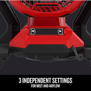 Craftsman V20 Cordless Misting Fan Kit, 3 Speed Settings, Garden Hose Adapter, Battery Included, Red, CMCE003C1