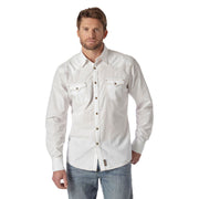 Wrangler Retro Long-Sleeve Western Snap Solid Dobby Shirt for Men - White - M