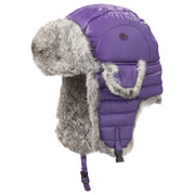 Crown Cap Nylon Shell Rabbit-Trimmed Aviator Hat, Purple Grey, Medium