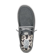 HEYDUDE Wendy Stardust Women's Slip-On Loafers, Sparkling Charcoal Textile Upper with Rhinestone Heel, Lightweight, Adjustable Elastic Laces, Removable Foam Insole, Size 10, 43101