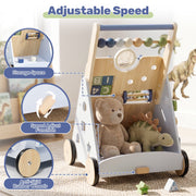 OROLIVING Wooden Baby Push Walker with Multicolor Activity Center, Toddler Learning to Walk and Sit-to-Stand Toy for 1 Year Old