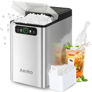 Aeitto CB24MD Nugget Ice Maker Countertop, Pellet Ice Maker Machine Soft Chewable Ice 40lbs/Day, Silver
