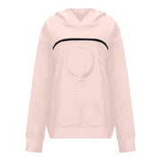 Kudhb Pet Pouch Hoodie for Women, Winter Warm Fleece Pullover with Kangaroo Pocket, Soft Lightweight Sweatshirt, Pink, Loose Fit, Long Sleeve