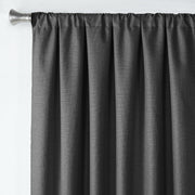 Ecologee Wakefield Textured 100% Blackout Rod Pocket Indoor Curtain Panel Pair, Charcoal, 74