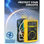 Kohree KR6493D RV Surge Protector, 50 Amp, 20000 Joules, Yellow, Real-Time LED Display