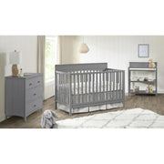 M Design Village 67011550 Oxford Baby Harper 4-in-1 Convertible Crib Dove Gray GreenGuard Gold Certified Wooden Crib