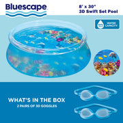 Bluescape 8 ft Transparent 3D Above Ground Round Pool with 2 Pairs of Goggles, Ages 6 and Up, P10108308