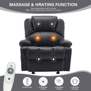 JONPONY WT1125-BROWN Massage Rocker Recliner Chair with Vibration Massage, Heat Therapy, PU Leather, USB Port, Cup Holders, Brown