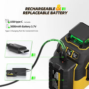 IKOVWUK Laser Level with Tripod, 2x360Degress Self-leveling Green Cross Line, 8 Lines Laser Level Tool with Rechargeable Battery & Type-C Charging Port