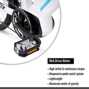 Hyper Bicycles HYP-E700-1301 E-Ride 700C 36V Electric Commuter E-Bike for Adults, Pedal-Assist, 250W Mid-Drive Motor, Matte White