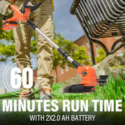 Maxlander Cordless String Trimmer and Edger, 20V, 12 Inch Cutting Diameter, Lightweight Battery Operated with 8 Replacement Spools, Includes 2x2.0Ah Batteries and Charger