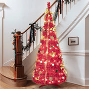 Bringstar 6ft Pull Up Prelit Christmas Tree with 150 Led Lights, Red