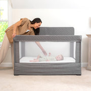 Baby Delight Lunaire Full Size Mesh Baby Crib and Playard with GOTS Certified Organic Cotton Fabric, Breathable Mesh Walls, Tool-Free Assembly, Organic Sage