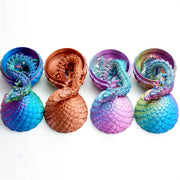 FlexiLiving 4 Pairs 3D Printed Flexible Jointed Dragon Figures with Colorful Eggs Collectible Decor Set