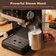 Bluebow Semi-Automatic Espresso Machine with Built-in Burr Grinder, 20 Bar Pump, Milk Frother, Electric Touchscreen, Black, CM5520