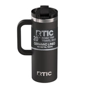 RTIC Road Trip Travel Mug, 20 oz, Ceramic Lined, Insulated, Leak-Resistant Lid, Black