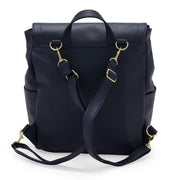 MoDRN Charli Convertible Backpack Diaper Bag with Adjustable Straps, Vegan Leather, Navy, Large