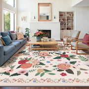 BERTHMEER 9x12 Vintage Floral Area Rug, Beige