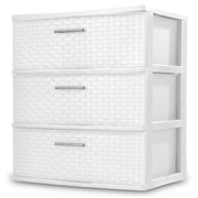 Sterilite Corporation 3-Drawer Wide Weave Tower, White 2-Pack