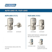 Schlage FE595 PLY 505 FLA Plymouth Keypad Entry Flair Style Levers Bright Brass