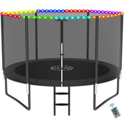 YORIN 10 FT Round Trampoline for 3-4 Kids and Adults, Heavy-Duty Outdoor Recreational Trampoline with Enclosure Net, Ladder, LED Light Strip, 1000LBS Capacity
