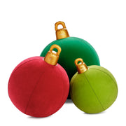 Funboy Oversized Inflatable Flocked Holiday Ornaments 3-Pack, Red Green Gold, Indoor Outdoor Christmas Decorations