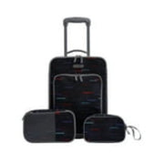 Travelers Club Luggage 3-Piece Junior Travel Luggage Set, Glitch Pattern, 18-Inch Rolling Carry-On, Glitch - 600D Polyester