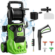 Lnow Electric Pressure Washer, 3800 PSI, 2.6 GPM, 5 Nozzles, 26ft Hose, Portable High Pressure Cleaning Machine, Green, QXJ01