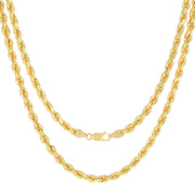 Nuragold 10K Yellow Gold 5mm Diamond Cut Rope Chain Necklace, 26in, Italian Jewelry for Men and Women NG10YRPH035-26