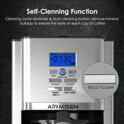 AIRMSEN CM1705BATE 12 Cups Programmable Drip Coffee Maker, Stainless Steel