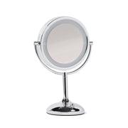 Jerdon Lighted Tabletop Mirror with 10X and 1X Magnification, Adjustable LED Lighting, Chrome Finish, 8.5-Inch Diameter, 16-Inch Tall JS8510BC