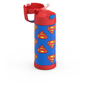 Thermos DSF40525SUW6 Kids Stainless Steel Funtainer Water Bottle with Straw, Red, 14 Fluid Ounces