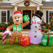 Magotan 8.5ft Outdoor Christmas Inflatable Snowman and Gingerbread Decoration with Built-In LED Lights