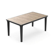 Keter Futura Outdoor Dining Table, Weather-Resistant Resin with Wood-Look Top, Rectangular, Ashwood and Graphite, 65 in, 264030
