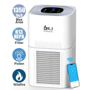 DR. J Professional HEPA Air Purifiers for Home up to 1350 Sq.ft, WiFi Air Purifiers, White - Intelligent App Control