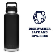 YETI Rambler 46 oz Sports Water Bottle with Leakproof Chug Cap, Black, Stainless Steel, Double-Wall Vacuum Insulated, Dishwasher Safe, 21071210003