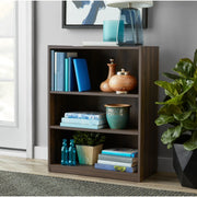 Mainstays MS5336278612045 3-Shelf Bookcase with Adjustable Shelves, Canyon Walnut