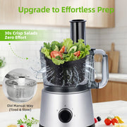 RUIE 10 Cup Food Processor with Salad Spinner, 800W Motor, 3 Speeds, Stainless Steel Blades, Silver, HGSHSB180