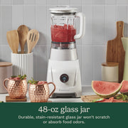 Cuisinart Hurricane Countertop Blender, 48 oz Glass Jar, 700W Motor, 5 Speeds, 6 Preset Programs, Digital Display, White, BL-200
