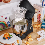 Beautiful 5.3 Qt Stand Mixer, Black Sesame with Flat Beater, Dough Hook, Balloon Whisk