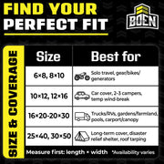 Boen Ultra Heavy-Duty Tarp, 20 ft x 30 ft, 16 Mil Thick Waterproof Brown Polyethylene BR16T-2030