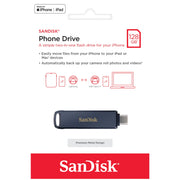 SanDisk SDIXD0N-128G-AW6ME Phone Drive, 128GB USB Flash Drive with Lightning and USB Type-C, Metallic Sky