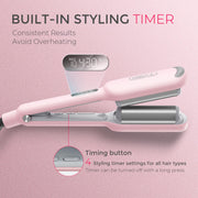 TYMO ROVY Compact 1 Inch Ceramic Curling Iron, Ionic Beach Wave Hair Waver, Fast Heating Pink HC507PM