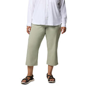 Columbia Women's All Seasons Capri Hiking Pants, Omni-Shade UPF 50+ Sun Protection, Omni-Shield Repellency, Safari Green, Large, 23 Inseam, Mid-Rise, Regular Fit, Stretch, 211964