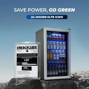 Simzlife ZX-BR-110-S Beverage Refrigerator Cooler, 130 Can Capacity, 3.2 Cu Ft, Silver